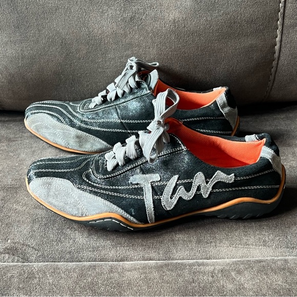 Tansmith Men's Driving Shoe Black and Gray with Orange Accents VTG - Picture 1 of 10